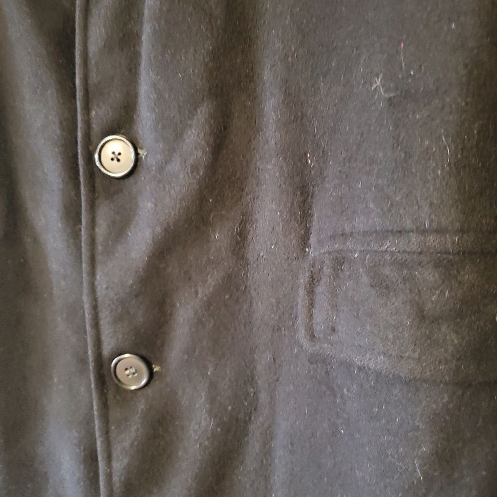Le Chevron Super Vintage 100% Cashmere Men's L Top Coat Black | EUC RN 27326 - Picture 3 of 4